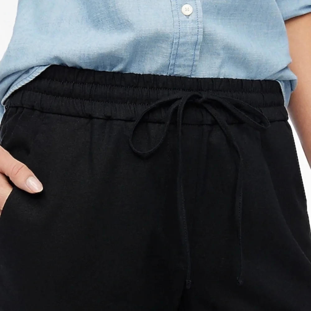 NWT J. Crew Factory Linen Cotton Blend Drawstring Pants in Black